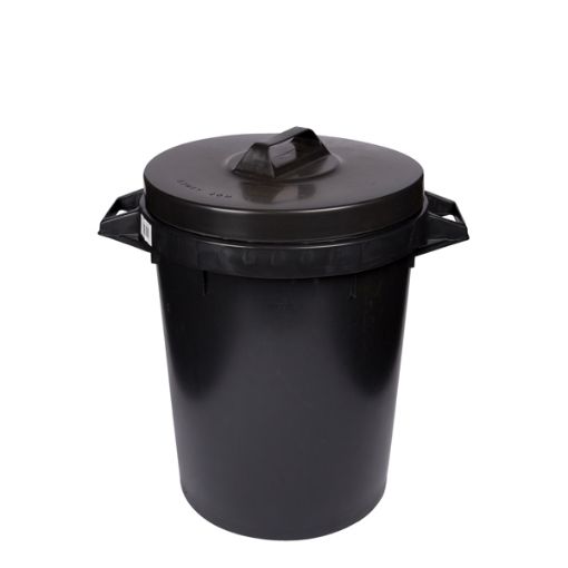 Picture of 95 Litre Black Plastic Dustbin with Lid 429203
