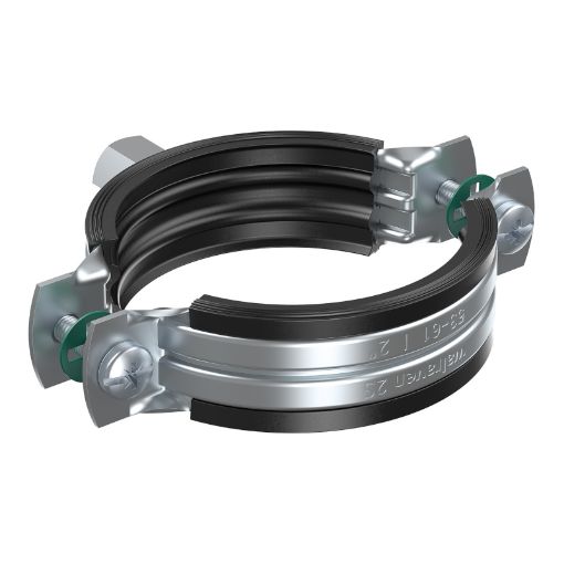 Picture of 20mm - 24mm Walraven 2S Rubber Lined Pipe Clamp Dual Bossed M8/M10 Zinc Plated 943492