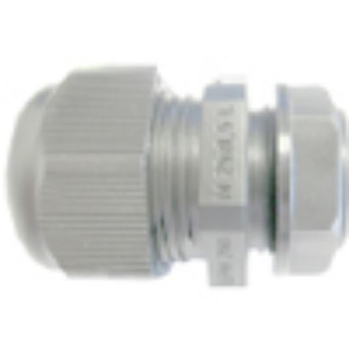 Picture of M16 (5.0 - 10.0mm)  IP68 White/ Grey Nylon Cable Gland c/w Locknut 99716 321014
