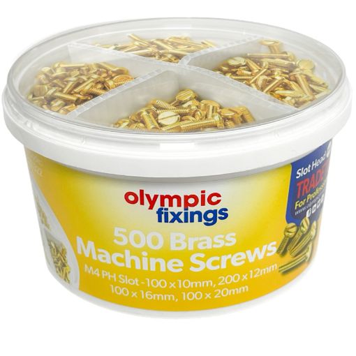 Picture of 500 Brass Machine Screws M4 PH Slots - 100 x 10mm 200 x 12mm 100 x 16mm 100 x 20mm 242-222-322 971705