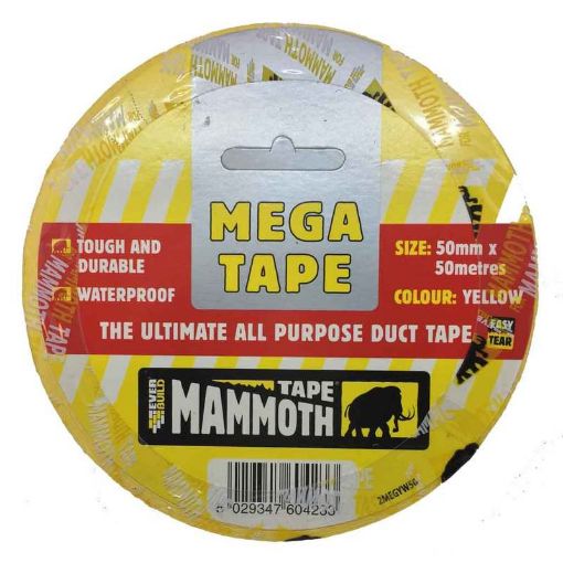 Picture of 50mm x 50m Mammoth Mega Tape Yellow 969089